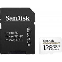 SanDisk High Endurance video microSDHC 128GB + SD Adapter Full HD / 4K video, do 100/40 MB/s C10, U3, V30