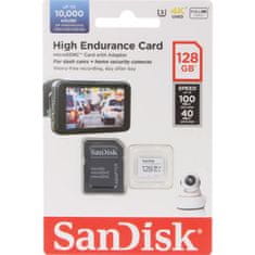 SanDisk High Endurance video microSDHC 128GB + SD Adapter Full HD / 4K video, do 100/40 MB/s C10, U3, V30