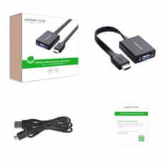 Ugreen HDMI na VGA + 3.5MM Audio+MicroUSB konverter črn - box