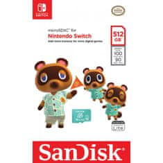 SanDisk MicroSDXC za Nintendo Switch 512GB, do 100MB/s branja, 90MB/s pisanja, U3, C10, A1, UHS-1