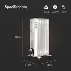 VonHaus Oljni radiator 7 reber 1500W bel 2514046