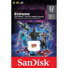 SanDisk Extreme microSD card for Mobile Gaming 32GB 100MB/s A2 C10 V30 UHS-I U3