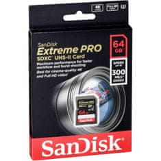 SanDisk Extreme PRO 64GB SDXC do 300MB/s, UHS-II, Class 10, U3, V90