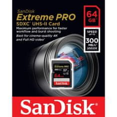 SanDisk Extreme PRO 64GB SDXC do 300MB/s, UHS-II, Class 10, U3, V90