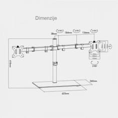 VonHaus Dvojni namizni nosilec do diagonale 27'' s steklenim podstavkom