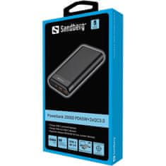 Sandberg 20000mAh PD65W + 2x QC3.0 prenosna baterija