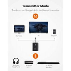 TaoTronics Bluetooth 5.0 oddajnik in sprejemnik, brezžični 3,5 mm adapter, TT-BA015