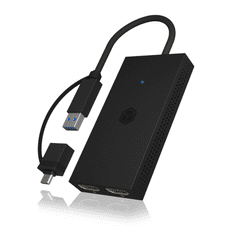 IcyBox IB-SPL1029AC USB-C/A na dvojni HDMI razdelilnik (2k@60Hz/4k@30Hz)