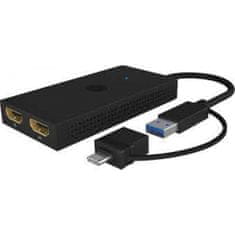 IcyBox IB-SPL1029AC USB-C/A na dvojni HDMI razdelilnik (2k@60Hz/4k@30Hz)