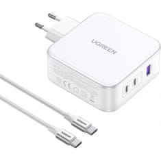 Ugreen Nexode 3 portni 140W USB-C polnilnik s PD 3.1 GaN Bel