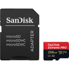 SanDisk Extreme PRO microSDXC 256GB + SD Adapter do 200MB/s/140MB/s A2 C10 V30 UHS-I U3