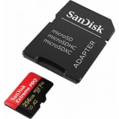 SanDisk Extreme PRO microSDXC 256GB + SD Adapter do 200MB/s/140MB/s A2 C10 V30 UHS-I U3