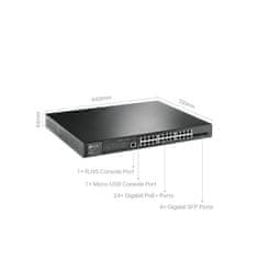 TP-Link JetStream 28-Port Gigabit L2+ managed stikalo z 24-Port PoE+