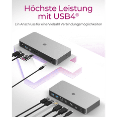 IcyBox IB-DK2880-C41 priključna postaja USB4 Type-C z dvojnim video izhodom