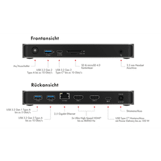 IcyBox IB-DK2880-C41 priključna postaja USB4 Type-C z dvojnim video izhodom