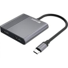 Sandberg USB-C 2xHDMI + USB + Power Delivery priklopna postaja za 2 monitorja