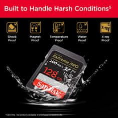 SanDisk Extreme PRO 128GB SDXC spominska kartica 200MB/s & 90MB/s Branje/Pisanje UHS-I, Class 10, U3, V30