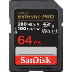 SanDisk Extreme PRO 64GB V60 UHS-II SD 280/100MB/s,V60,C10,UHS-II