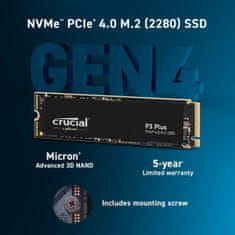 Crucial P3 Plus 500GB 3D NAND NVMe PCIe M.2 SSD