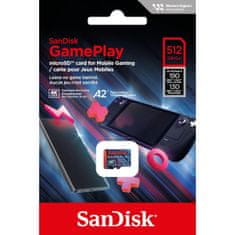 SanDisk GamePlay microSDXC UHS-I Card, 512GB Gaming microSDXC, 190MB/s, 130MB/s W, UHS-I, V30, U3, C10, RPD1, 