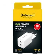 Intenso 40W GaN napajalnik s priključkom 2xUSB-C W40CC