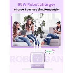 Ugreen Nexode Robot GaN 65W Polnilnik - Vijolična