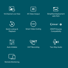 TP-Link VIGI 16-kanalni PoE+ mrežni video snemalnik 24/7
