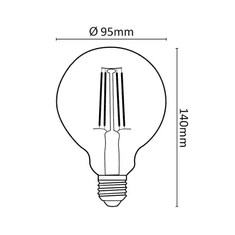 Asalite LED filament 7W G95, E27, 2000K, 650lm