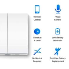 TP-Link Tapo S220 Smart Light stikalo, 2-Gang 1-Way