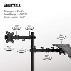 VonHaus Dvojni namizni nosilec za monitor in prenosnik