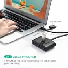 Ugreen USB 3.0 Hub z USB-C 3.1 OTG adapterjem 1M - box