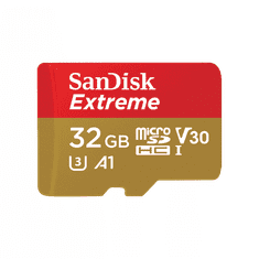 SanDisk Extreme microSDHC 32GB + SD Adapter for Action Sports Cameras - 100MB/s A1 C10 V30 UHS-I U3