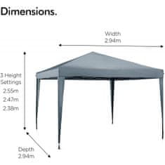 VonHaus Paviljon Pop-up 3x3m siv