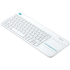 Logitech Brezžična tipkovnica K400 Plus Wireless Touch bela (Unifying, SLO gravura)