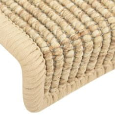 Vidaxl Samolepilne preproge za stopnice sisal 15 kosov 65x21x4 cm bež