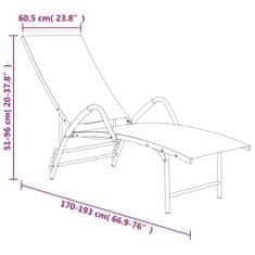 Vidaxl Ležalnik iz tekstila in aluminija taupe