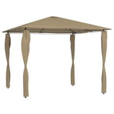 Vidaxl Paviljon s pokritimi stebri 3x3x2,6 m taupe 160 g/m²