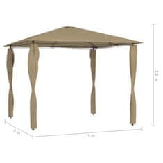 Vidaxl Paviljon s pokritimi stebri 3x3x2,6 m taupe 160 g/m²