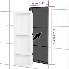 Vidaxl Niša za tuš kabino s 3 predelki mat bela 41x99x9 cm