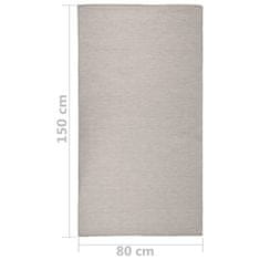 Vidaxl Zunanja preproga ploščato tkanje 80x150 cm taupe