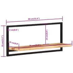 Vidaxl Stenske police 2 kosa 80x25x35 cm trden akacijev les in jeklo