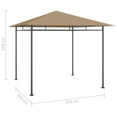 Vidaxl Paviljon 3x3x2,7 m taupe 180 g/m²