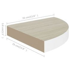 Vidaxl Kotne stenske police 2 kosa hrast in bele 35x35x3,8 cm MDF