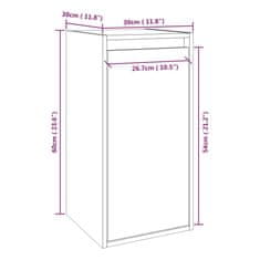 Vidaxl Stenska omarica 30x30x60 cm trdna borovina