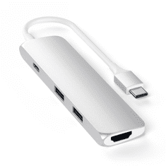 NEW Satechi Aluminium Adapter Slim - aluminijast adapter za mobilne naprave USB-C (USB-C, 4K HDMI, 2x USB-A) (srebrn)