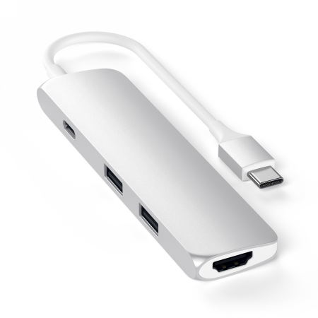 Miramarket Satechi Aluminium Adapter Slim - aluminijast adapter za mobilne naprave USB-C (USB-C, 4K HDMI, 2x USB-A) (srebrn)