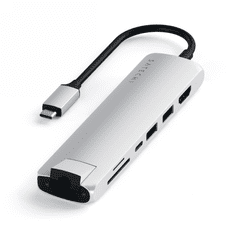 Miramarket Satechi Aluminium Adapter Slim - potovalni adapter iz aluminija za mobilne naprave USB-C (USB-C, 2x USB-A, 4K HDMI, bralnik kartic micro/SD, Ethernet) (