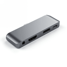 NEW Satechi Aluminium Mobile Pro Hub - vozlišče za mobilne naprave USB-C (USB-C 60W, 4K HDMI, USB-A 3.0, priključek jack) (vesoljsko siva)