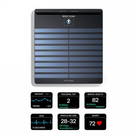 Miramarket Withings Body Scan - tehtnica z analizo telesne sestave in merjenjem srčnega utripa. Medicinski pripomoček (črn)