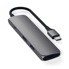 NEW Satechi Aluminium Adapter Slim - aluminijast adapter za mobilne naprave USB-C (USB-C, 4K HDMI, 2x USB-A) (vesoljsko siva)